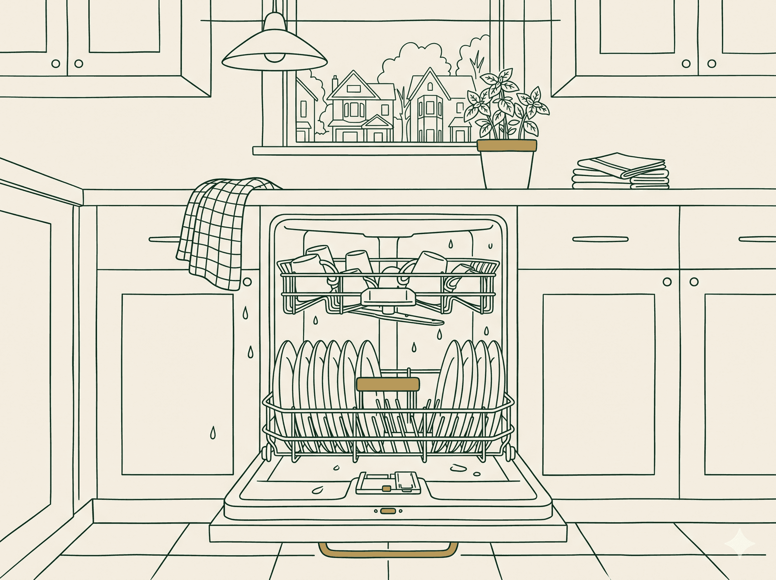 Line illustration of a dishwasher