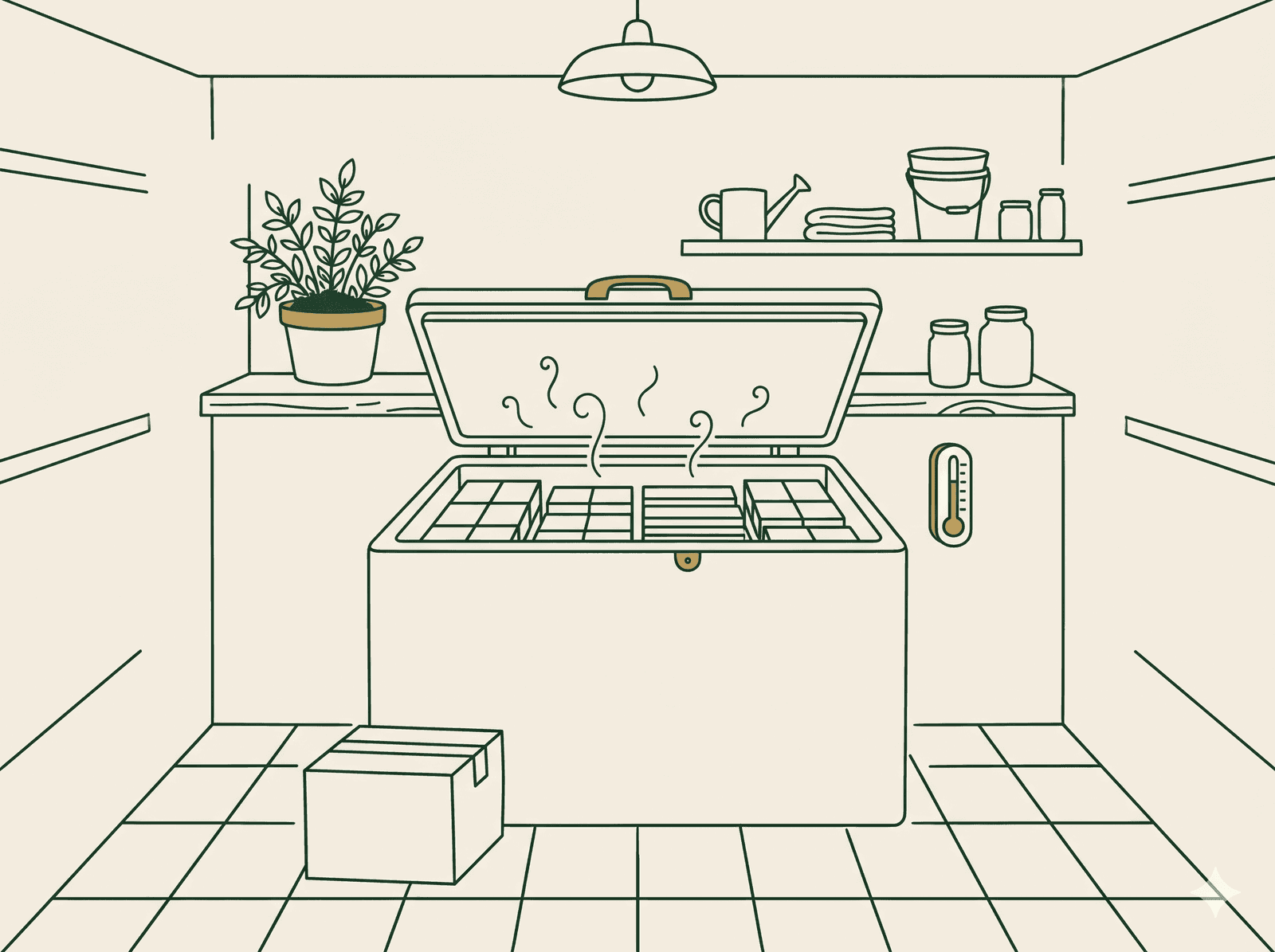 Line illustration of a freezer