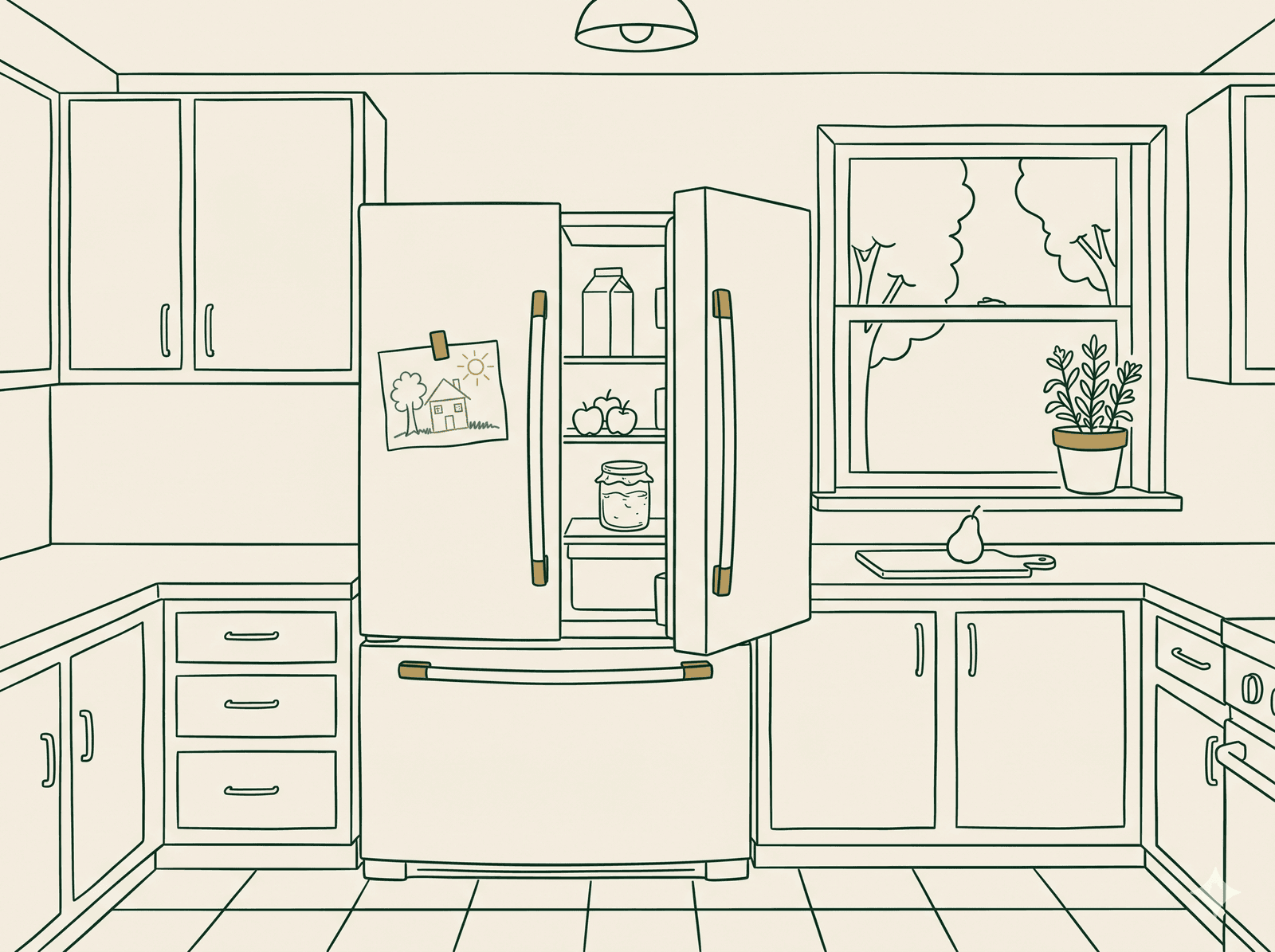 Line illustration of a fridge