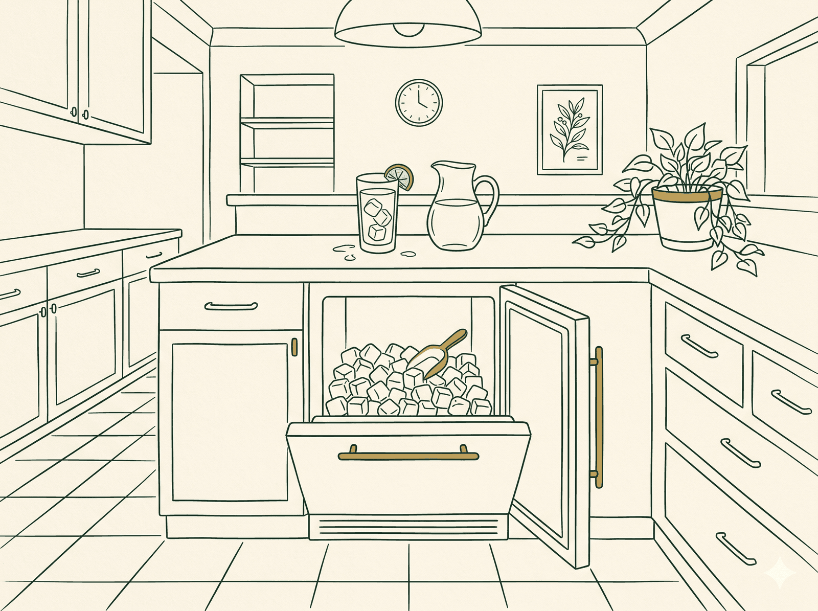 Line illustration of a ice maker