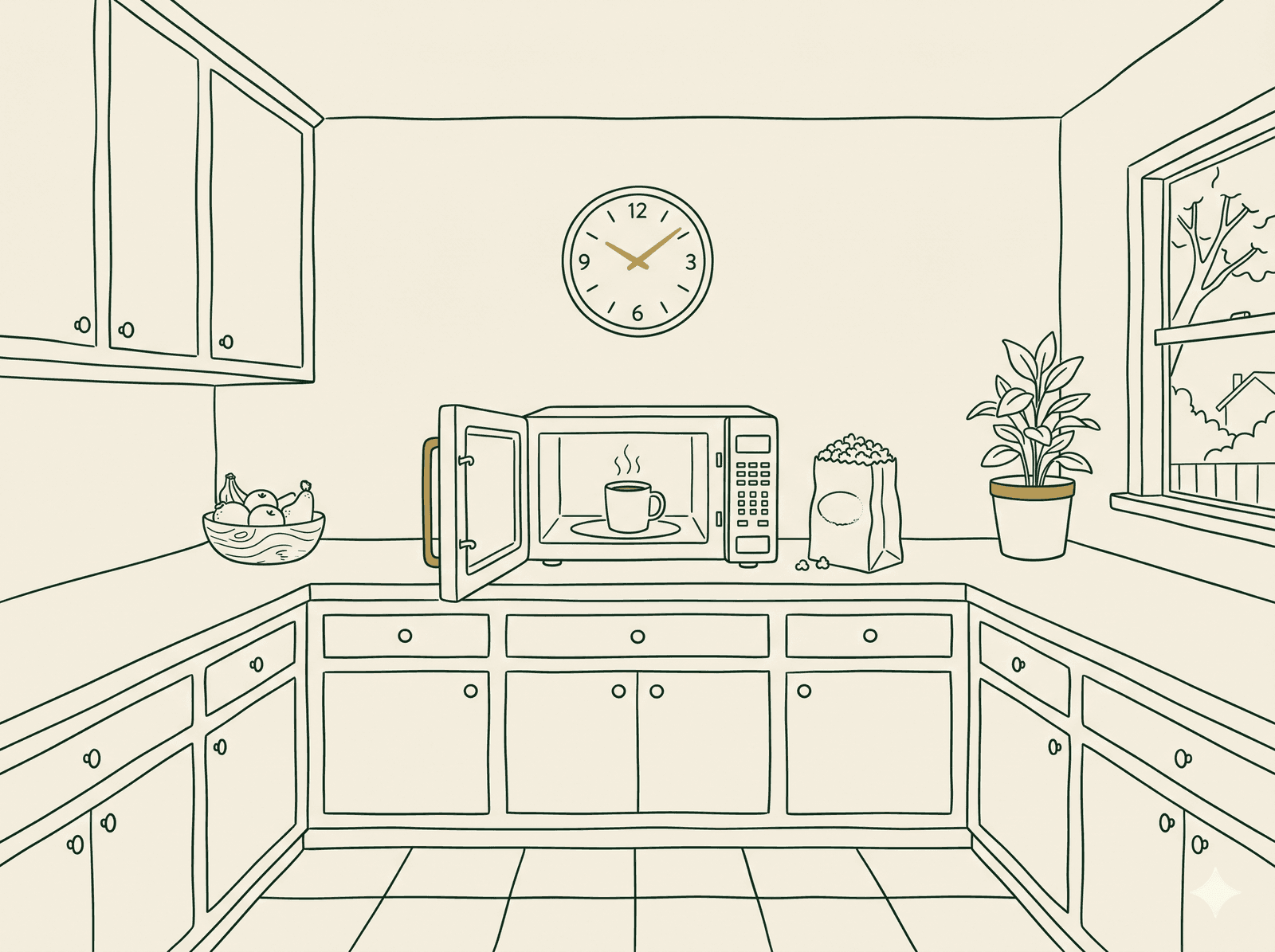 Line illustration of a microwave