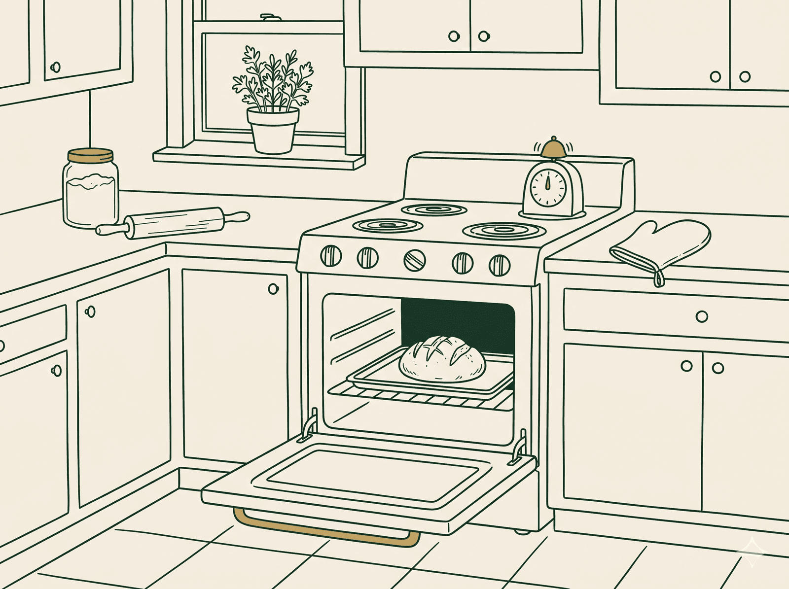 Line illustration of a oven