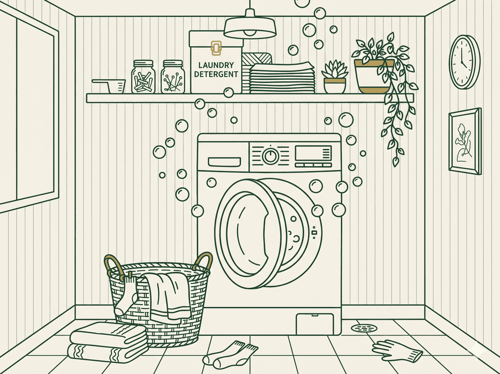 Line illustration of a washer