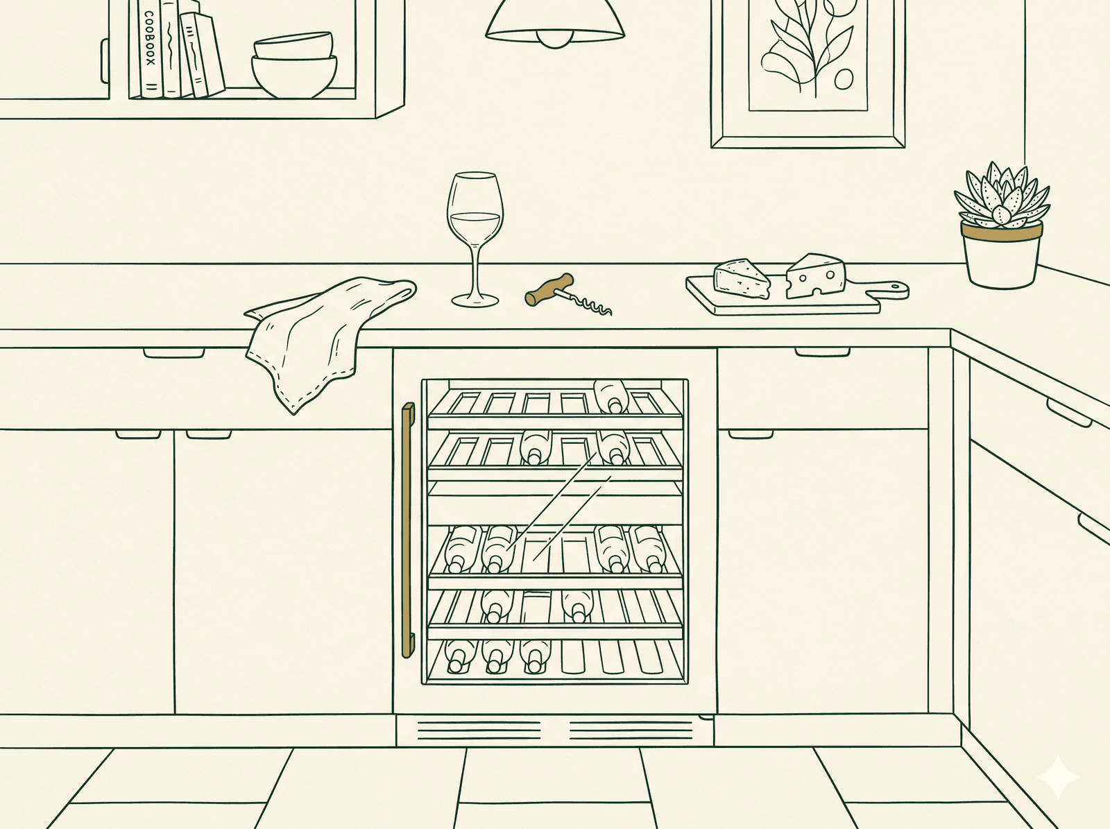 Line illustration of a wine cooler